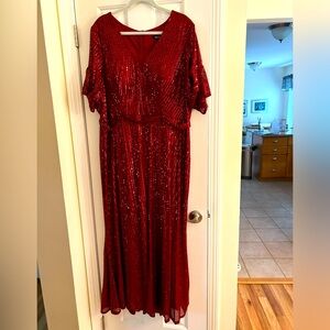 SHEIN Curve Burgundy Sequin Gown Dress Plus 4XL Long Wedding Homecoming Dance